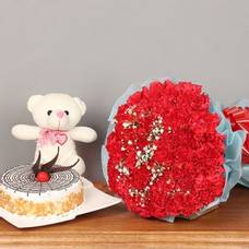 Carnations & Cake With Teddy